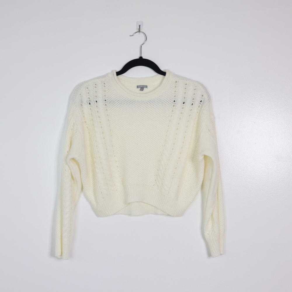 Charlotte Russe Cable Knit Crop Sweater in White
